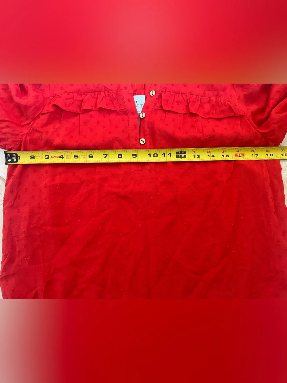 NWT ANN TAYLOR LOFT Blouse Top Shirt Dot Ruffle Sleeves Lined Red Petite XXS